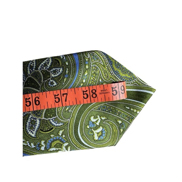 COUNTESS MARA 100% Silk Necktie Green Paisley Multicolor Striped Tip - Picture 8 of 14